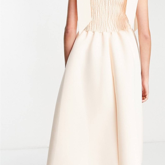 ASOS DESIGN shirred bunny tie prom midi dress - Picture 4 of 12